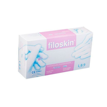 Γάντια Filoskin Νιτριλίου Μπλε Χωρίς Πούδρα Large (100)